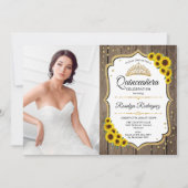 Quinceanera Party with Photo - Sunflower Rustic Kaart (Voorkant)