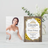 Quinceanera Party with Photo - Sunflower Rustic Kaart (Staand voorkant)