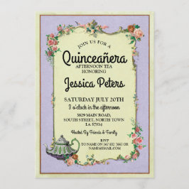 Quinceanera Party Wonderland Teapot Tea Invite Kaart