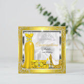 Quinceanera Party Yellow Gold Silver-jurk S5 Kaart (Staand voorkant)