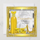 Quinceanera Party Yellow Gold Silver-jurk S5 Kaart (Voorkant)