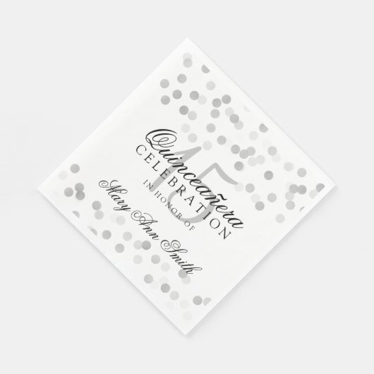 Quinceanera Party Zilveren Folie Glitter Lights Servetten (Hoek)