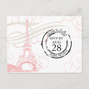 Quinceanera   Pass RSVP Parijs aan boord Uitnodiging Briefkaart
