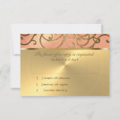 Quinceanera Peach en Gold Filigree Swirls Kaart (Achterkant)