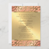 Quinceanera Peach en Gold Filigree Swirls Kaart (Voorkant)