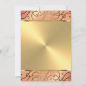 Quinceanera Peach en Gold Filigree Swirls Kaart (Achterkant)
