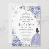 Quinceañera Periwinkle Paarse Witte Bloemen Winter Kaart (Voorkant)