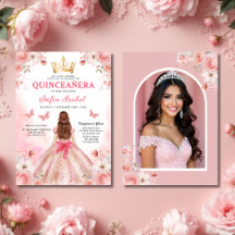 Quinceañera Photo Blush Pink Rose Floral
