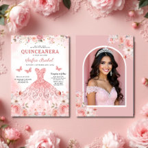 Quinceañera Photo Blush Pink Rose Floral