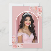 Quinceañera Photo Blush Pink Rose Floral Kaart (Achterkant)
