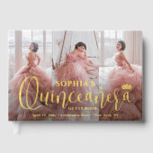 Quinceañera Photo Collage Modern Script Keepsake Gastenboek (Voorkant)