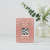Quinceañera Photo QR RSVP Rose Gold Crown Scan Me Informatiekaartje (Staand voorkant)