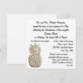Quinceanera Pineapple Gold Metallic Kaart (Voorkant / Achterkant)