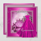 Quinceanera Pink 15th Birthday Party Magical Kaart (Voorkant / Achterkant)