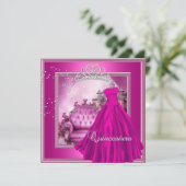 Quinceanera Pink 15th Birthday Party Magical Kaart (Staand voorkant)
