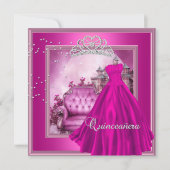 Quinceanera Pink 15th Birthday Party Magical Kaart (Voorkant)