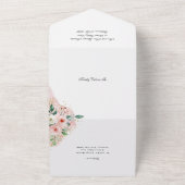 Quinceañera Pink and Gold Waterverf Flowers All In One Uitnodiging (Buitenkant)