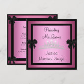 Quinceanera Pink Black Jewel Tiara Formal 1 Kaart (Voorkant / Achterkant)
