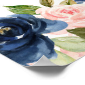 Quinceanera Pink Blue Floral Crown Gold Poster (Hoek)