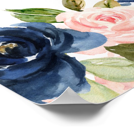 Quinceanera Pink Blue Floral Crown Gold Poster (Hoek)