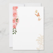 Quinceanera Pink Blush Rozen Elegant Butterfly Inv Kaart (Achterkant)