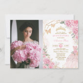 Quinceañera Pink Blush Rozen Princess Mis Quince Kaart (Voorkant)