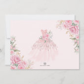 Quinceañera Pink Blush Rozen Princess Mis Quince Kaart (Achterkant)