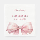 Quinceanera pink bow elegant luncheon servet (Voorkant)