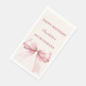 Quinceanera pink bow ivory servet (Hoek)
