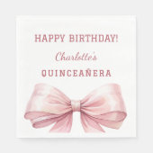 Quinceanera pink bow white luncheon servet (Voorkant)