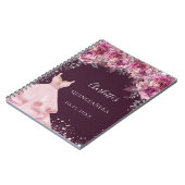 Quinceanera pink bugundy bloemetjesjurk notitieboek (Linkerzijde)