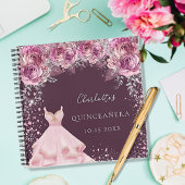Quinceanera pink bugundy bloemetjesjurk notitieboek
