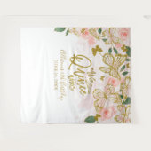 Quinceanera Pink Butterflies Floral Backdrop Wandkleed (Voorkant (horizontaal))