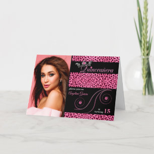 Quinceanera Pink Cheetah Print met foto