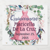 Quinceanera Pink Dress Bier Etiket (Enkel label)