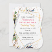 Quinceanera Pink Dress Wild Herbs Uitnodiging (Achterkant)