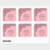 Quinceañera Pink en Black Vierkante Sticker (Vel)