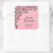 Quinceañera Pink en Black Vierkante Sticker (Tas)