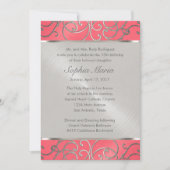 Quinceanera Pink en Silver Filigree Swirls Kaart (Voorkant)