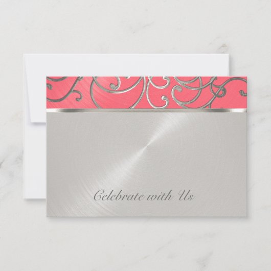 Quinceanera Pink en Silver Filigree Swirls Kaart (Voorkant)