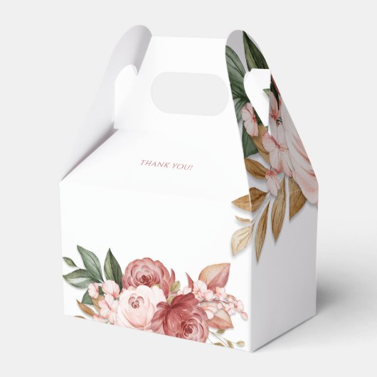 Quinceanera Pink Floral 15e verjaardag Bedankdoosjes (Achterkant)