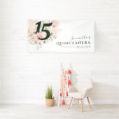 Quinceanera Pink Floral 15th Birthday Botanical Spandoek (Insitu)
