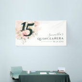 Quinceanera Pink Floral 15th Birthday Botanical Spandoek (Beurs)