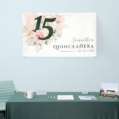 Quinceanera Pink Floral 15th Birthday Script Spandoek (Beurs)