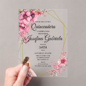 Quinceanera pink floral acryl uitnodigingen (Insitu (Draagbaar))