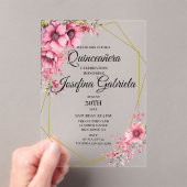 Quinceanera pink floral acryl uitnodigingen (Insitu (Draagbaar))