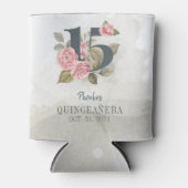 Quinceanera Pink Floral Greenery 15e verjaardag Blikjeskoeler (Voorkant)