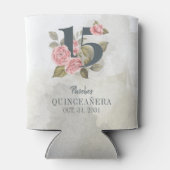 Quinceanera Pink Floral Greenery 15e verjaardag Blikjeskoeler (Achterkant)