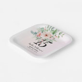 Quinceanera Pink Floral Rustic 15th Birthday Papieren Bordje (Gebogen)