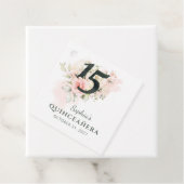 Quinceanera Pink Floral Rustic Blush 15th Birthday Bedankjes Labels (In situ)